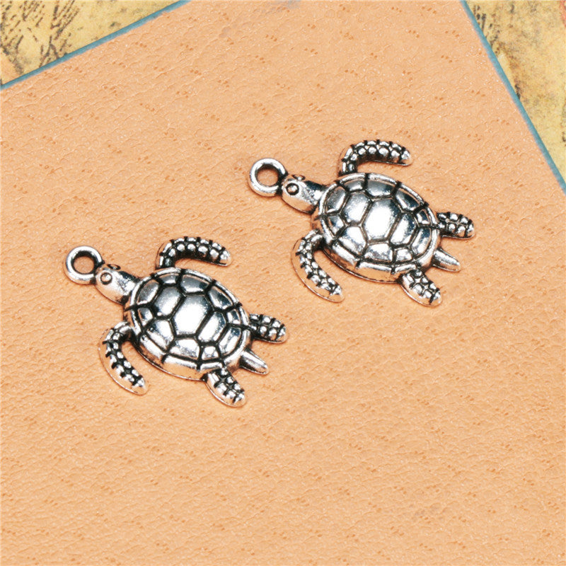 Vintage Sea Turtle Alloy Charm Pendant 23x17mm