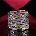 Wide Layered Wave Pave Ring In Silver And Gold Tones view 4
