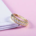 Gold Tone Single Row Clear Zircon Band Ring Sizes 6-10 view 3