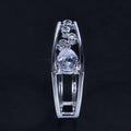 Silver-Tone Geometric Wide Ring With Clear Crystal Rows view 5