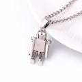 Silver Tone Robot Figural Pendant Necklace with Black Face Panel view 4