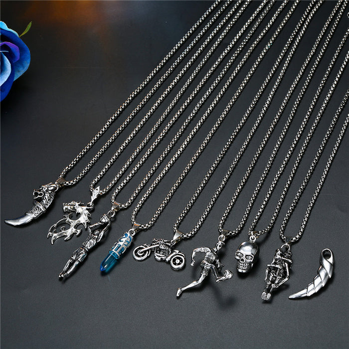 Antique Silver Tone Novelty Pendant Necklaces in Nine Figural Designs