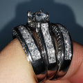 Three Band Square Stone Bridal Ring Set in Two Colors view 4