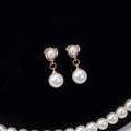 Five Pearl Look Ball Stud and Clip Dangle Earrings view 4