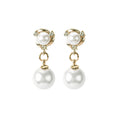 Five Pearl Look Ball Stud and Clip Dangle Earrings view 5