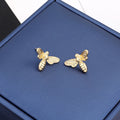 Bee Shaped Stud Earrings in Gold or Silver Tone Finish view 2