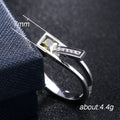 Silver Tone Sculptural Ring with Olive Green Rectangular Stone view 5