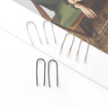 Black U Shape Asymmetric Extra Long Threader Bar Earrings view 2
