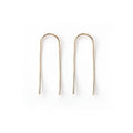 Black U Shape Asymmetric Extra Long Threader Bar Earrings view 4