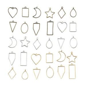 Geometric Metallic Pendant Frame Metal Charms for Jewelry and Craft Projects