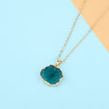 Gold Tone Round Agate Slice Pendant Necklaces in Four Colors view 6