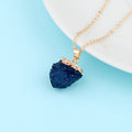 Gold Tone Capped Druzy Crystal Pendant Necklaces in Eight Colors view 4