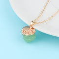 Gold Tone Capped Druzy Crystal Pendant Necklaces in Eight Colors view 7