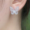 Openwork Butterfly Crystal Stud Earrings With Clear Stone Accents view 4