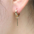 Gold Tone Hoop Earrings with Slim Bar Drops Polished Metal Jewelry view 4