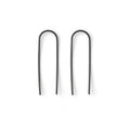 Black U Shape Asymmetric Extra Long Threader Bar Earrings view 3