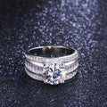 Silver Tone Round Crystal Three Band Ring Set Jewelry view 3