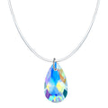Iridescent Faceted Teardrop Crystal Pendant on Invisible Cord Necklace view 1