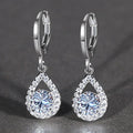 Silver Tone Teardrop Halo Leverback Drop Earrings Four Colors view 2