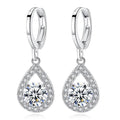 Silver Tone Teardrop Halo Leverback Drop Earrings Four Colors view 1