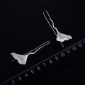 Gold and Silver Tone Ginkgo Leaf Hook Earrings Polished Metal Jewelry view 2