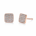 Square Pavé Stud Earrings in Three Metal Tones Design view 2