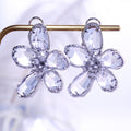 Five Petal Crystal Flower Drop Earrings in Four Colors view 3