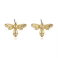 Bee Shaped Stud Earrings in Gold or Silver Tone Finish view 1