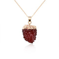 Gold Tone Capped Druzy Crystal Pendant Necklaces in Eight Colors view 5