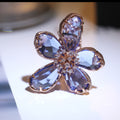 Five Petal Crystal Flower Statement Ring in Four Colors view 1