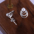 Pearl Spiral Crystal Stud Earrings With Clear Stone Accents view 2