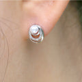 Pearl Spiral Crystal Stud Earrings With Clear Stone Accents view 4