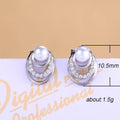Pearl Spiral Crystal Stud Earrings With Clear Stone Accents view 5