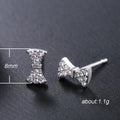 Silver Tone Clear Stone Bow Stud Earrings Polished Metal Jewelry view 5