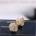 Gold Tone Octagonal Pavé Stud Earrings Polished Metal Jewelry view 4