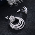 Layered Crystal Circle Drop Earrings in Two Finishes view 3