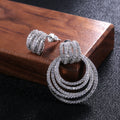 Layered Crystal Circle Drop Earrings in Two Finishes view 2