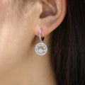 Silver Tone Crystal Mountain Disc Drop Earrings Fashion Jewelry view 4
