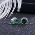 Round Solitaire Halo Stud Earrings In Seven Stone Colors view 4