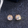Round Solitaire Halo Stud Earrings In Seven Stone Colors view 3
