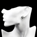 Silver Skull Clear Look Accent Statement Stud Earrings view 2