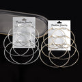 Silver Tone Three Pair Thin Oversized Hoop Earring Set view 2