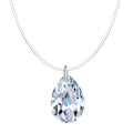 Clear Faceted Teardrop Crystal Pendant on an Invisible Cord Necklace view 5