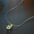 Iridescent Faceted Teardrop Crystal Pendant on Invisible Cord Necklace view 2
