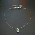 Iridescent Faceted Teardrop Crystal Pendant on Invisible Cord Necklace view 3