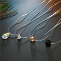 Black Faceted Square Crystal Pendant on an Invisible Cord Necklace view 3