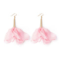 Six Color Layered Petal Flower Long Statement Earrings view 7