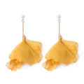 Six Color Layered Petal Flower Long Statement Earrings view 9