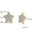 Gold Tone Star Stud Earrings With Clear Pavé Stones view 5