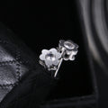 Silver Tone Daisy Stud Earrings with Clear Centers view 2